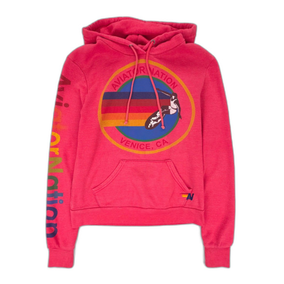 AVIATOR NATION Relaxed Pullover Hoodie Fleece Sweatshirt Athleisure Lounge Red - Picture 1 of 11